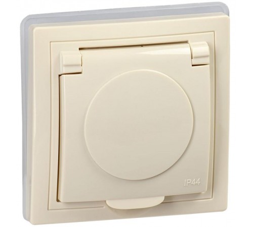 КВАРТА Кремовый Розетка 1-местная с заземлениемРСбш10-3-ККм-44 16А IP44  KV-R16-16-44-K33  GENERICA