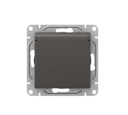 Механизм розетки, 16А, IP44, с заземлением, со шторками, c крышкой, мокко Эпика  UP1-SOM-111-44 EKF