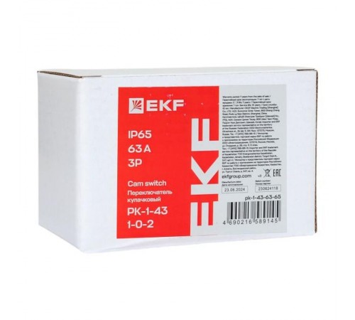 Переключатель кулачковый ПК-1-43 63А 3P "1-0-2" IP65  pk-1-43-63-65  EKF