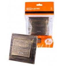 Выключатель 1 кл. с подсветкой 10А старинная бронза "Лама"  SQ1815-0746  TDM