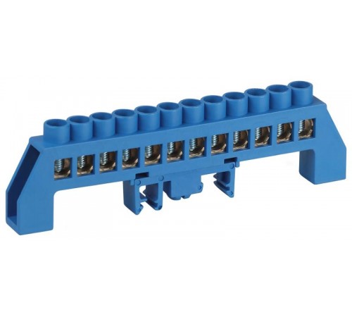 Шина  NO-224-112 N ноль в комбинированном изоляторе на DIN-рейку ШНИ-8х12-12-Д-синий  Б0062972  ЭРА