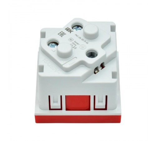 PRIMER РКС-20-32-П-45 Розетка 45град з/к з/ш в/з красная  PR-KK40D-RSZH-2-2-45-K04  IEK