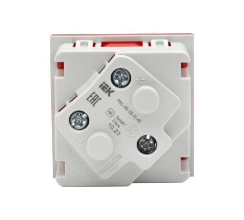 PRIMER РКС-20-32-П-45 Розетка 45град з/к з/ш в/з красная  PR-KK40D-RSZH-2-2-45-K04  IEK