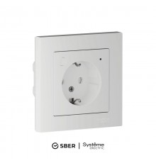 AtlasDesign SMART Белый Розетка с заземлением со шторками., Zigbee, L+N, 16А, механизм   ATN000145Z  SE