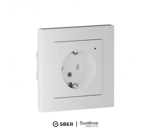 AtlasDesign SMART Белый Розетка с заземлением со шторками., Zigbee, L+N, 16А, механизм   ATN000145Z  SE