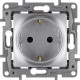 Etika Алюминий Розетка с заземлением со шторками, винтовые клеммы, 16А, 250 В  672422  Legrand