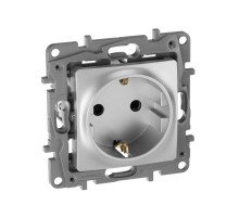 Etika Алюминий Розетка с заземлением со шторками, винтовые клеммы, 16А, 250 В  672422  Legrand