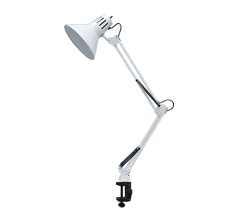 Светильник настольный под лампу СНС-13Б на струбцине 60Вт E27 БЕЛЫЙ (коробка)  4690612012728  IN HOME