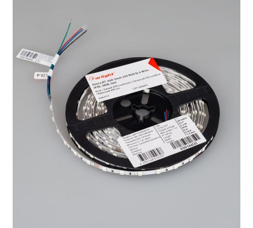 Лента светодиодная RT-G60-5mm 24V RGB (6.6 W/m, IP20, 3838, 5m) (arlight, узкая)  030164(2)  Arlight