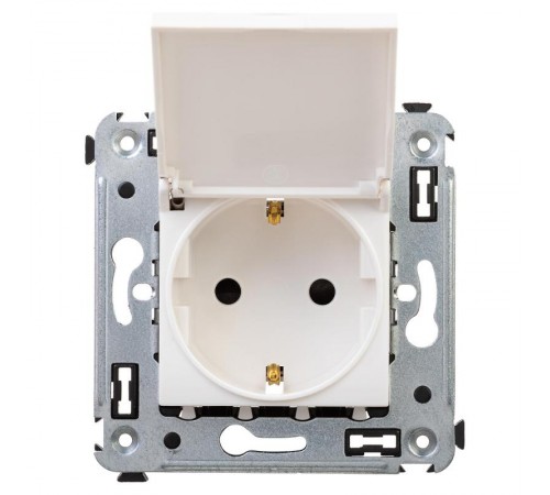 Розетка с крышкой в стену, 2P+E, с з/ш, "Avanti", "Белое облако"  4400013  DKC