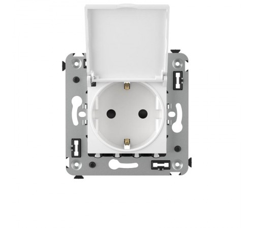 Розетка с крышкой в стену, 2P+E, с з/ш, "Avanti", "Белое облако"  4400013  DKC