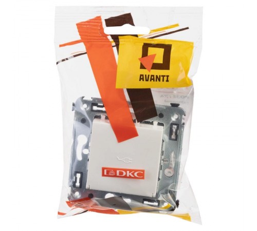 Розетка с крышкой в стену, 2P+E, с з/ш, "Avanti", "Белое облако"  4400013  DKC