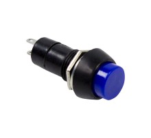 Выключатель-кнопка 250V 1А (2с) (ON)-OFF Б/Фикс синяя  36-3041  REXANT