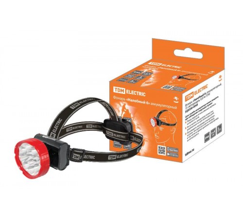 Фонарь "Налобный 6" аккумуляторный, 15 светодиодов, 0,8 Ач  SQ0350-0045  TDM