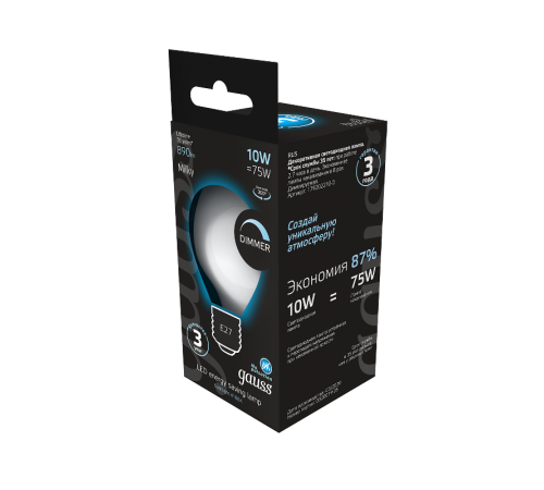 Лампа светодиодная Filament А160 10W 890lm 4100К Е27 milky диммируемая LED 1/6  179202210-D  Gauss