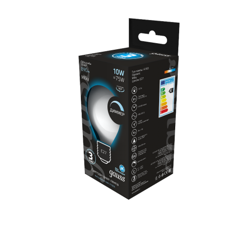 Лампа светодиодная Filament А160 10W 890lm 4100К Е27 milky диммируемая LED 1/6  179202210-D  Gauss