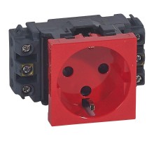 Розетка Mosaic 2М 2P+Т нем.стд. с МЕХ. блок.(красн)  077621  Legrand