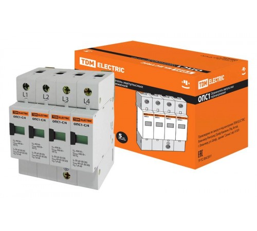 Разрядник ОПС1-C 4Р In=20kA Un=400B Im=40kA   SQ0201-0008  TDM