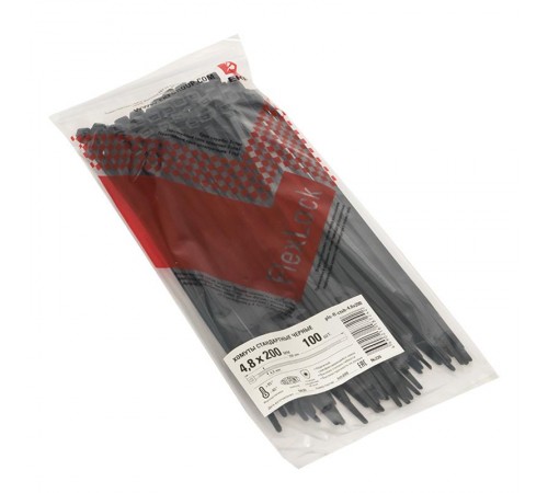 Хомут P6.6 стандартный (ч), 4.8x200 (100шт) FlexLock PROxima  plc-fl-ctsb-4.8x200  EKF