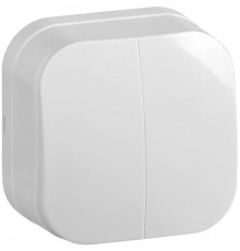 GLORY белый Выключатель 2-клавишный О/У 10А ВС20-2-0-ХБ  EVH20-K01-10  IEK