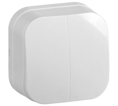 GLORY белый Выключатель 2-клавишный О/У 10А ВС20-2-0-ХБ  EVH20-K01-10  IEK