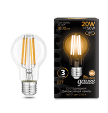 Лампа светодиодная Filament А60 20W 1800lm 2700К Е27 LED  102902120  Gauss