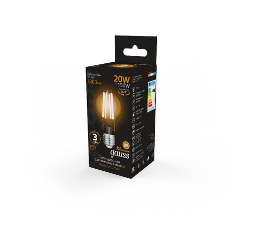 Лампа светодиодная Filament А60 20W 1800lm 2700К Е27 LED  102902120  Gauss