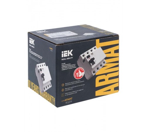 Выключатель дифференциальный (УЗО) R10N 4P 25А 30мА тип AC ARMAT  AR-R10N-4-025C030  IEK