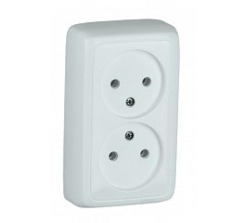 Розетка открытой установки, двухместная, с изолирующей пластиной, цвет белый  РА16-143  HEGEL