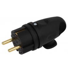 Вилка VX11-B-IP44 каучуковая c заземлением 16А IP44 с кольцом угловая черная  Б0055416  ЭРА снято с производства, аналог: Б0069323