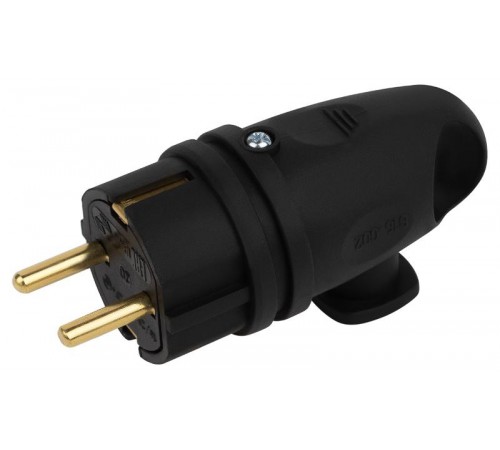 Вилка VX11-B-IP44 каучуковая c заземлением 16А IP44 с кольцом угловая черная  Б0055416  ЭРА снято с производства, аналог: Б0069323