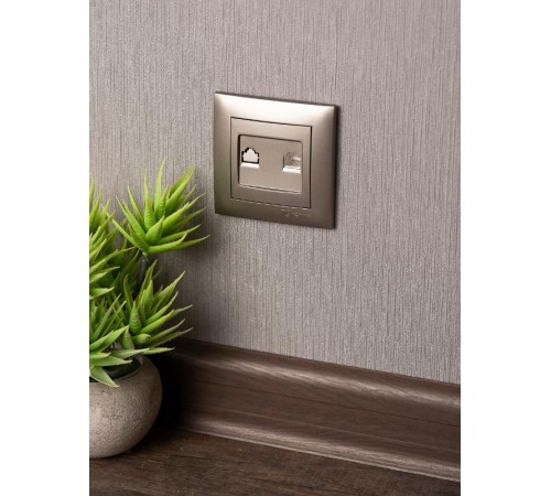 Валенсия лицевая панель розетки RJ-45 1-местная кашемир EKF PROxima   ESK01-L-035-40   EKF