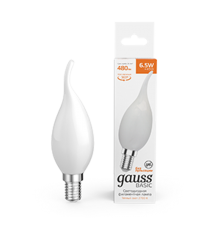 Лампа светодиодная   Basic Filament Свеча на ветру 6,5W 480lm 2700К Е14 milky  LED 1/10/50  1045117  Gauss