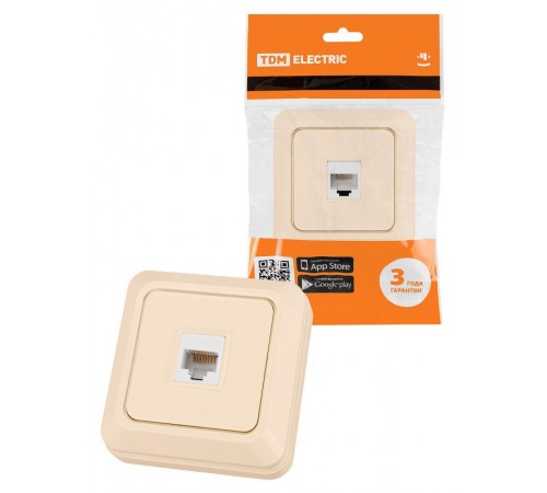 Розетка компьютерная (RJ-45) открытой установки IP20, сл. кость "Ладога"  SQ1801-0117  TDM