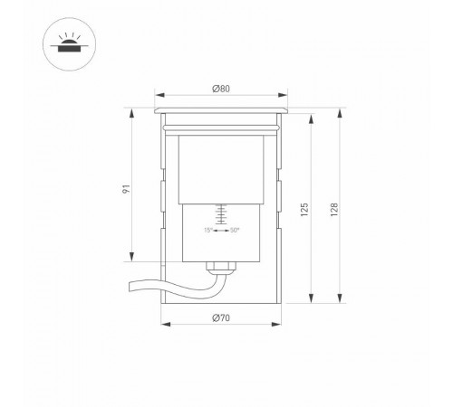 Светильник ART-GROUND-ZOOM-R80-8W Warm3000 (SL, 15-50 deg, 24V) (Arlight, IP67 Металл, 3 года)  028065  Arlight