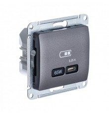 Glossa Графит USB Розетка тип-C 65W высокоскор.заряд. QC PD  GSL001327  SE
