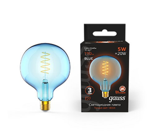 Лампа светодиодная LED Filament Flexible G125-C Sky Blue E27 5W 190lm 1800K 125*178mm 1/10  1013802105  Gauss