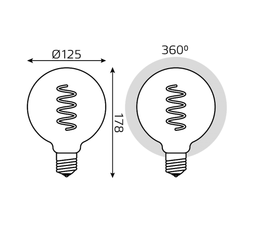 Лампа светодиодная LED Filament Flexible G125-C Pink E27 5W 190lm 1800K 125*178mm 1/10  1011802105  Gauss