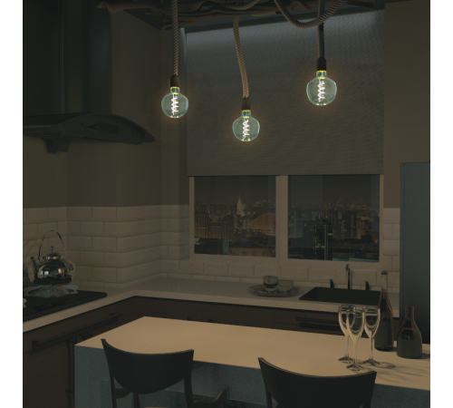 Лампа светодиодная LED Filament Flexible G125-C Sky Blue E27 5W 190lm 1800K 125*178mm 1/10  1013802105  Gauss