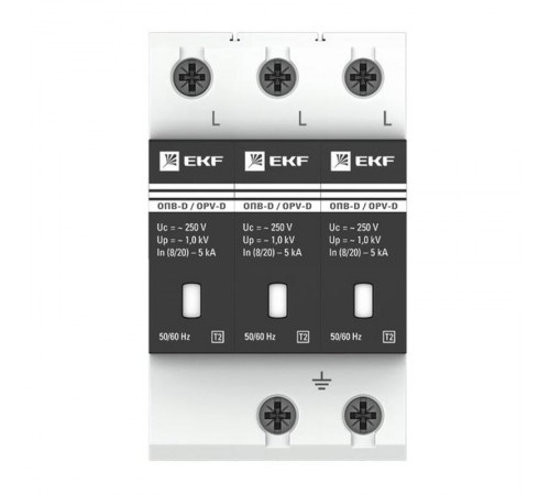 Ограничитель импульсных напряжений серии ОПВ-D/3P In 5кА 230В (с сигнализацией) EKF PROxima  opv-d3  EKF