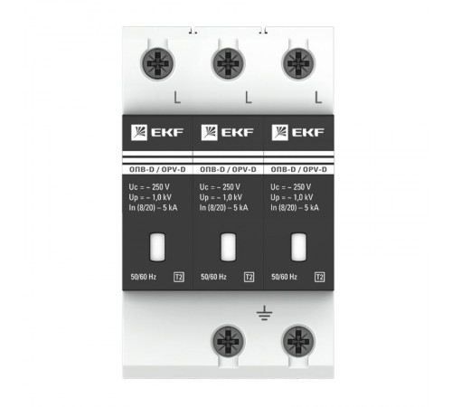 Ограничитель импульсных напряжений серии ОПВ-D/3P In 5кА 230В (с сигнализацией) EKF PROxima  opv-d3  EKF