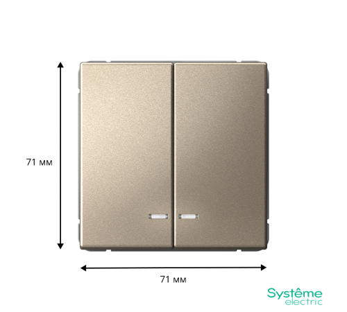 ArtGallery Шампань Выключатель 2-клавишный с подсветкой, сх.5а, 10АХ, механизм  GAL000553  SE