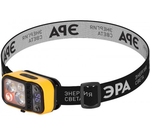 Фонарь налобный светодиодный  Рабочие Практик GA-813 аккумуляторный 3+3 Bт сенсорное управление дисплей 4 режима  Б0069576  ЭРА