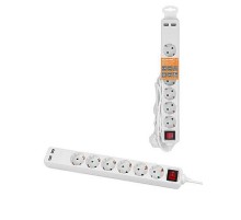 Удлинитель бытовой У06В-USB 6 гнезд, 2USB 2,4А, 1,5 м, вык., з/к, ПВС 3х0,75мм2 10А/250В белый  SQ1303-0306  TDM