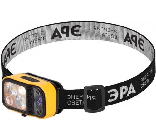 Фонарь налобный светодиодный  Рабочие Практик GA-813 аккумуляторный 3+3 Bт сенсорное управление дисплей 4 режима  Б0069576  ЭРА