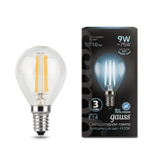 Лампа светодиодная Black LED Filament Шар E14 9W 710lm 4100K  105801209  Gauss