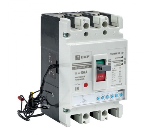 ВА-99М 100/100А 3P 50кА с эл. расцепителем, доп. контактом, расширителями выводов EKF PROxima   mccb99-100-100me-ax-ocp   EKF