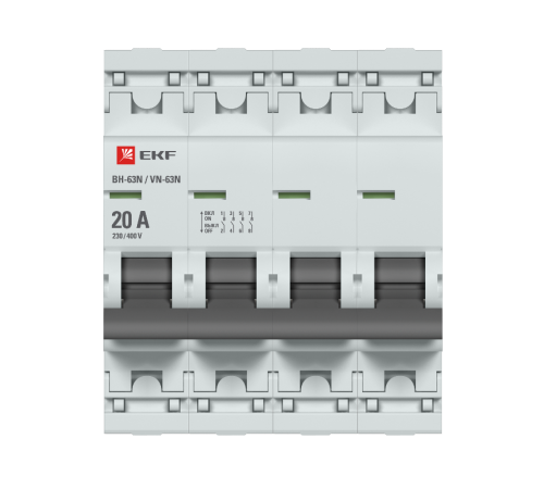 Выключатель нагрузки 4P 20А ВН-63N PROxima S63420  EKF