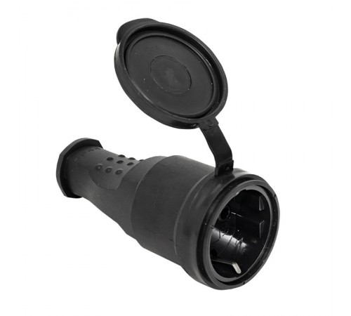 Розетка переносная с защитной крышкой каучуковая 230В 2P+PE 16A IP44 EKF PROxima  RPS-012-16-230-44  EKF