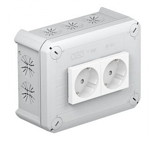 Коробка распределительная T100, 150x116x67 мм мм, с 2 Modul 45 (T 100 2MSD WS)  2007821  OBO Bettermann